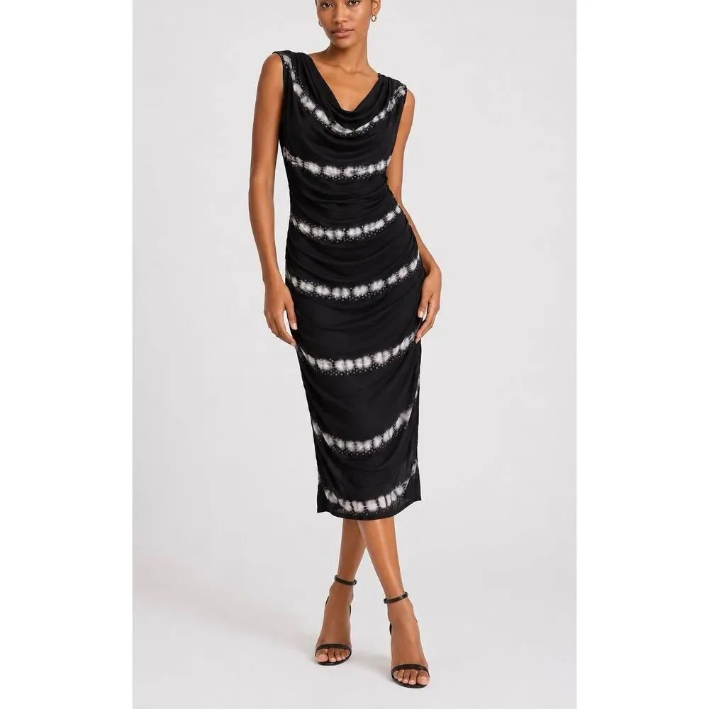INC International Concepts NWT black sequin cowl draped bodycon dress large